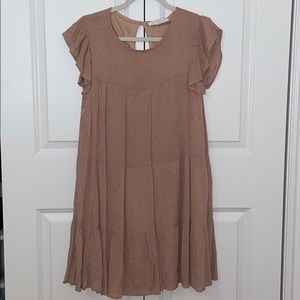 Tiered dress with embroidered dots (never worn)